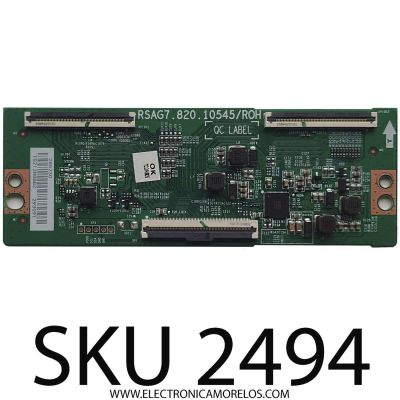 T-CON PARA TV TOSHIBA / NUMERO DE PARTE 285230 / RSAG7.820.10545/ROH / 293091 / PANEL'S HD425Y1U71-T0L2K2\GM\CKD3A\ROH / HD425Y1U71-T0L2K2\S2\GM\ROH / DISPLAY HV430QUB-F70 / MODELO 43C350KU